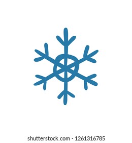 Hand drawn snowflake vector icon, winter snow symbol