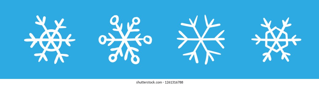 Hand drawn snowflake vector icon collection, winter snow symbol