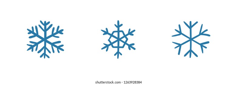Hand drawn snowflake vector icon collection, winter snow symbol