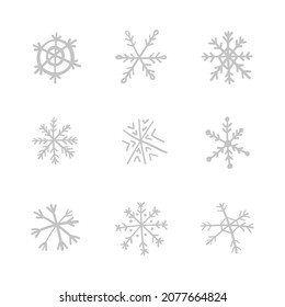 Hand drawn snowflake vector icon collection, snow symbol