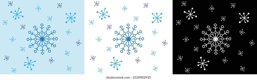 Hand Drawn Snowflakes Background. Seasonal holiday backgrounds and winter weather concept vector art