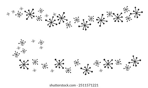 Hand Drawn Snowflakes Blown by Winter Blizzard. Change of season and weather concept vector