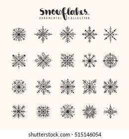 Hand drawn snowflakes collection (vector design)