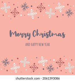 Hand drawn snowflakes on a background with wishes. Christmas greeting card. Vector