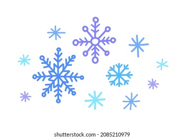 Hand drawn snowflakes ornamental composition. Vector illustration on white.