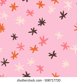 Hand drawn snowflakes pattern. Abstract background with ink snow flakes. Christmas background with snowflakes