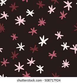Hand drawn snowflakes pattern. Abstract background with ink snow flakes. Christmas background with snowflakes