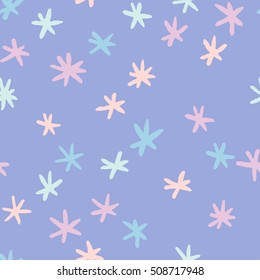 Hand drawn snowflakes pattern. Abstract background with ink snow flakes. Christmas background with snowflakes