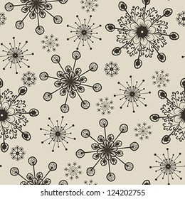 hand drawn snowflakes seamless pattern