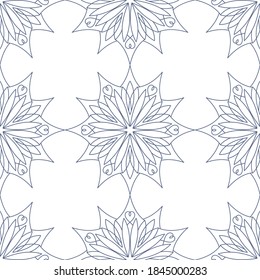 Hand drawn snowflakes seamless pattern, winter background. For Christmas, fabric, wallpapers. Vector illustration
