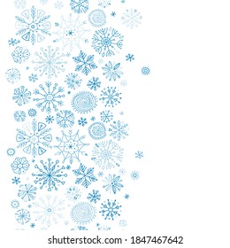 Copos de nieve dibujados a mano, patrón sin fisuras para su diseño. Ilustración del vector