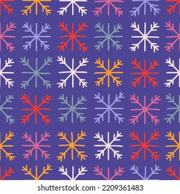 Hand drawn snowflakes, seamless pattern. Winter symbol. Perfect for Christmas cards, invitations, decorations, wrapping paper, textiles and more.