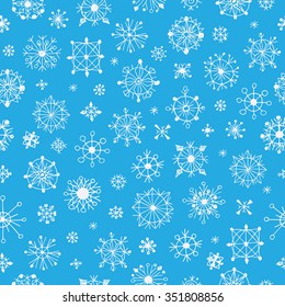 Hand drawn snowflakes seamless pattern
