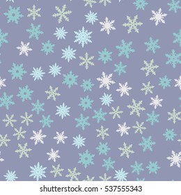 Hand Drawn Snowflakes Seamless Pattern for Wallpaper, Wrapping, Textile. Winter Holiday Seamless Background.