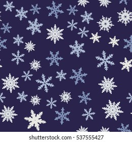 Hand Drawn Snowflakes Seamless Pattern for Wallpaper, Wrapping, Textile. Winter Holiday Seamless Background.
