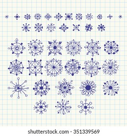 Hand- drawn snowflakes set