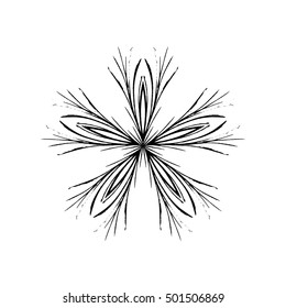 Hand drawn snowflakes for your design. New year, Christmas graphic elements, templates for design. Brush drawn snow crystals with rough edges. Grunge snowflakes. Vector illustration.