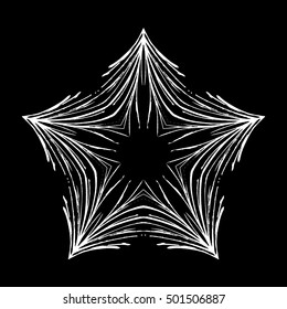 Hand drawn snowflakes for your design. New year, Christmas graphic elements, templates for design. Brush drawn snow crystals with rough edges. Grunge snowflakes. Vector illustration.