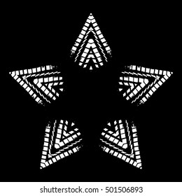 Hand drawn snowflakes for your design. New year, Christmas graphic elements, templates for design. Brush drawn snow crystals with rough edges. Grunge snowflakes. Vector illustration.
