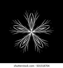 Hand drawn snowflakes for your design. New year, Christmas graphic elements, templates for design. Brush drawn snow crystals with rough edges. Grunge snowflakes. Vector illustration.