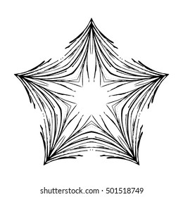 Hand drawn snowflakes for your design. New year, Christmas graphic elements, templates for design. Brush drawn snow crystals with rough edges. Grunge snowflakes. Vector illustration.