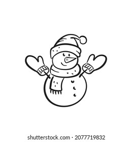handgezeichneter Schneemann. skizzenhaftes Vektorelement für die Grußkarte und das Einladungsdesign