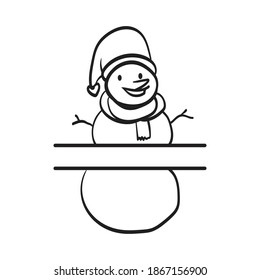 Hand Drawn Snowman Split Monogram