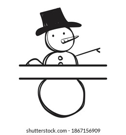 Hand Drawn Snowman Split Monogram