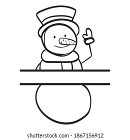 Hand Drawn Snowman Split Monogram