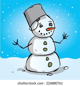 Hand drawn snowman vector cartoon illustration