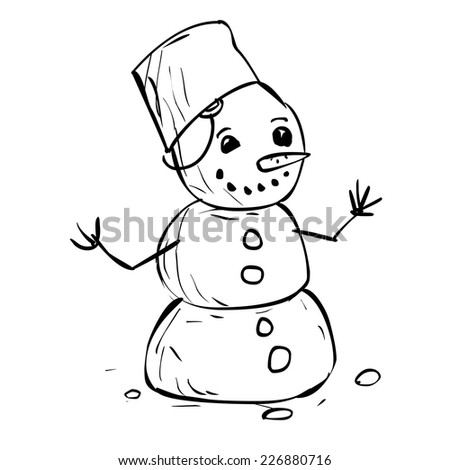 Hand Drawn Snowman Vector Cartoon Illustration Stock Vector (Royalty ...