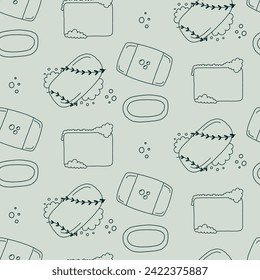 Hand Drawn Soap Product Pattern. Handmade background vector wallpaper in hand drawn style