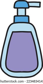 Hand Drawn soap pump bottle illustration isolated on background