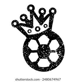  Hand drawn soccer ball crown spray paint graffiti in grunge texture style