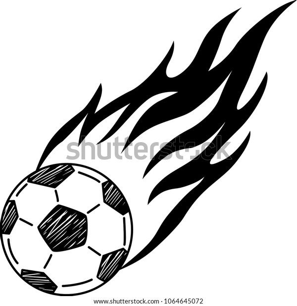 Hand Drawn Soccer Ball Flame Stock Vector (Royalty Free) 1064645072 ...