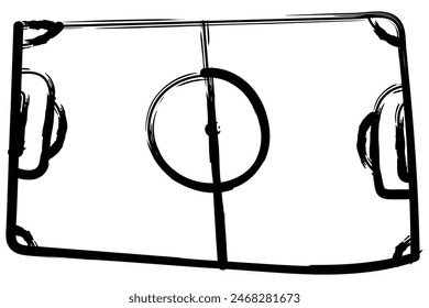 Hand drawn soccer court floor. Vector illustration isolated on white background.