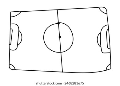 Hand drawn soccer court floor. Vector illustration isolated on white background.
