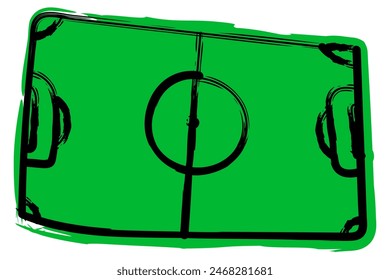 Hand drawn soccer court floor. Vector illustration isolated on white background.