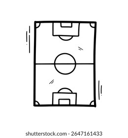 Hand Drawn Soccer Field Illustration. Doodle Vector. Isolated on White Background - EPS 10 Vector