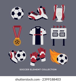 Hand Drawn Soccer Illustration Set for Banner or Poster