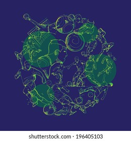 hand drawn soccer on circle Shape