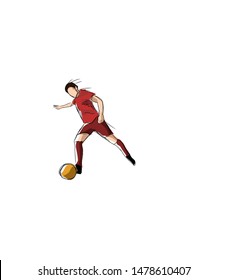 Hand drawn of soccer player illustration