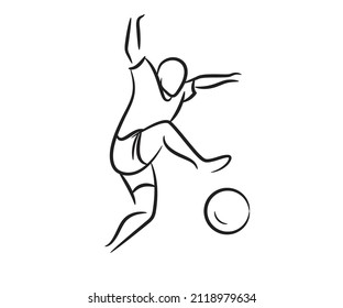 hand drawn soccer player line illustration