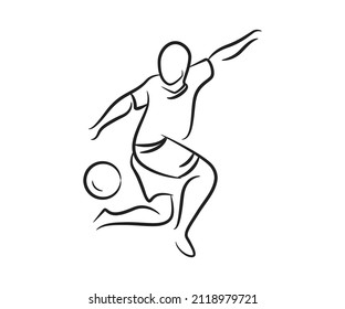 ilustración de la línea de jugador de fútbol dibujada a mano