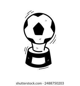 Hand Drawn Soccer Trophy Illustration. Doodle Vector. Isolated on White Background - EPS 10 Vector