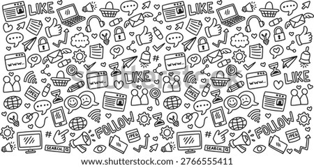 Hand drawn social media element doodle illustration