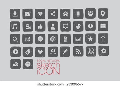 Hand Drawn Social Media Icon Set - Illustrator