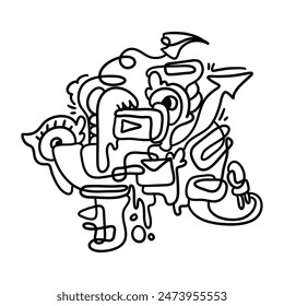 Hand drawn Social Media Illustration Abstract Doodle
