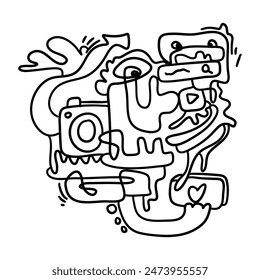 Hand drawn Social Media Illustration Abstract Doodle