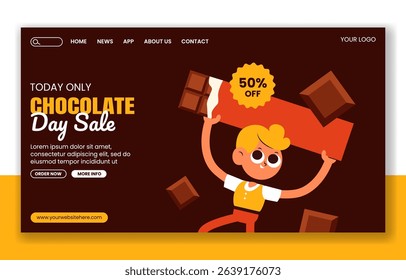 Hand Drawn Social Media Landing Page Illustration for World Chocolate Day Celebration